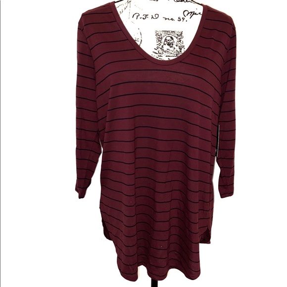 NWT Ana rusty brown black stripe tunic‎ shirt - Picture 3 of 10